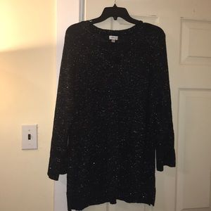 Avenue Black and Silver V Neck Sweater